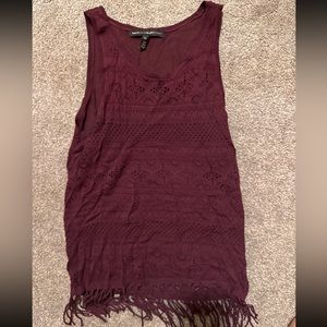 White House black market maroon tank with fringed bottom